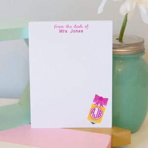 Monogram Pencil Teacher Notepad - monogram notepad - teacher monogram -  teacher notepad - teacher gift - personalized notepad - custom note