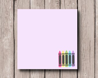 Crayon Sticky Note - Sticky Notes - Teacher Sticky Notes - Sticky Note for School - Cute Sticky Note - Sticky Pad