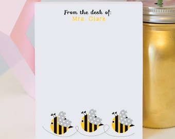 Personalized Teacher Notepad - Bee Notepad - teacher notepad - teacher gift - bee notepad - personalized notepad - custom stationery