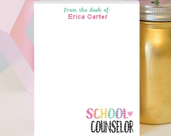 School Counselor Notepad - Counselor Notepad - Personalized Teacher Notepad - Teacher gift - teacher notepad - personalized notepad