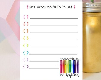 Teacher To Do List - Teaching with Flair - Personalized Teacher Notepad - Teacher Appreciation - Teacher Gift