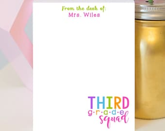 Third Grade Squad - Personalized Teacher Notepad - Teacher gift - teacher notepad - personalized notepad