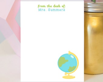 Personalized Teacher Notepad Globe- History Teacher gift - Globe Notepad - History Teacher - Teacher Appreciation Gift