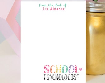 School Psychologist Notepad - Psychologist Notepad - Personalized Teacher Notepad - Teacher gift - teacher notepad - personalized notepad