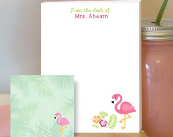 Flamingo Sticky Note and Notepad Bundle - Personalized Teacher Notepad  - Tropical Notepad - Tropical Classroom - Teacher Gift