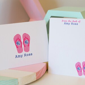 Monogram Flip Flop  Stationery Set- Personalized Notepad -  Personalized Stationery - Monogram Notepad - Flip Flop