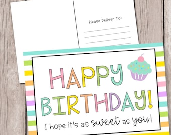 Happy Birthday Postcard - Happy Mail for Students  - Postcard for Students - Happy Mail from Teacher - Distance Learning Postcard