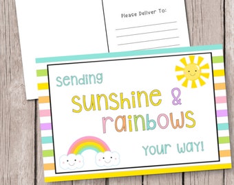 Happy Mail for Students (Sunshine & Rainbows) - Postcard for Students - Note From Teacher - Happy Mail from Teacher - Teacher Postcards