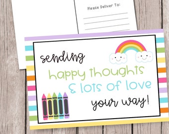 Happy Mail for Students (Happy Thoughts & Lots of Love) - Postcard for Students - Happy Mail from Teacher - Teacher Postcards