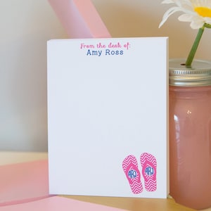 Personalized Flip Flop Monogram Notepad - Monogram Notepad - Flip Flop Notepad - Flip Flop Monogram - Personalized Notepad