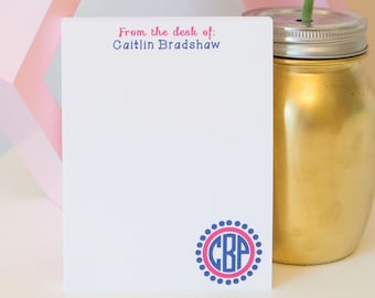 Monogramm Notizblock - Personalisierter Notizblock - Preppy Dot - Monogramm - Personalisiertes Geschenk