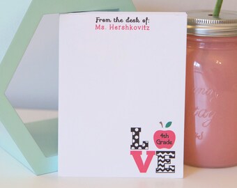 Personalized Teacher Notepad - teacher notepad - teacher gift - personalized notepad - custom notepad - LOVE Notepad