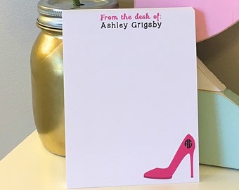 Personalized High Heel Monogram Notepad - Personalized Notepad - High Heel - High Heel Notepad