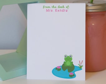 Personalized Frog Teacher Notepad - frog notepad -  teacher notepad - teacher gift - personalized notepad - custom notepad