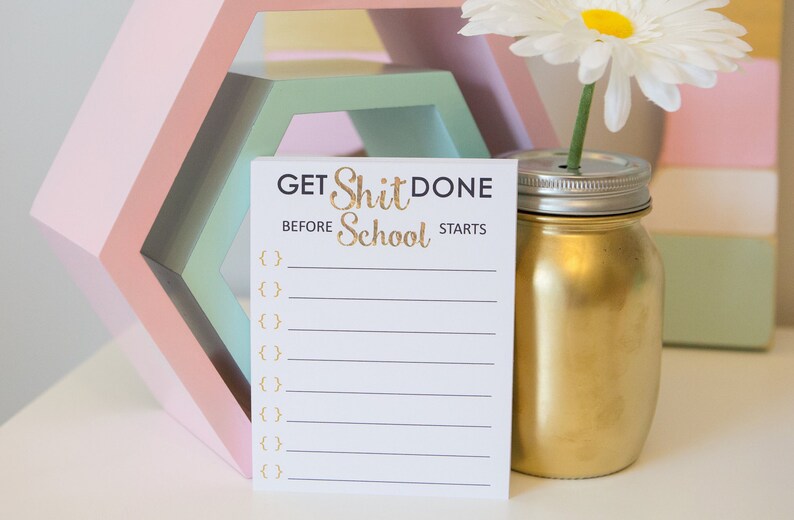 Get Shit Done Before School Starts! Notepad - Teacher Notepad - Get Shit Done - Teacher To Do List - Personalized Notepad - Get Shit Done image 2