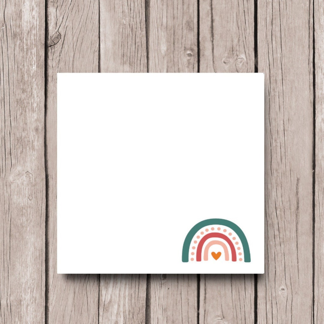 3x3 Inch Boho Rainbow Sticky Note - Boho Rainbow Sticky Note - Boho ...