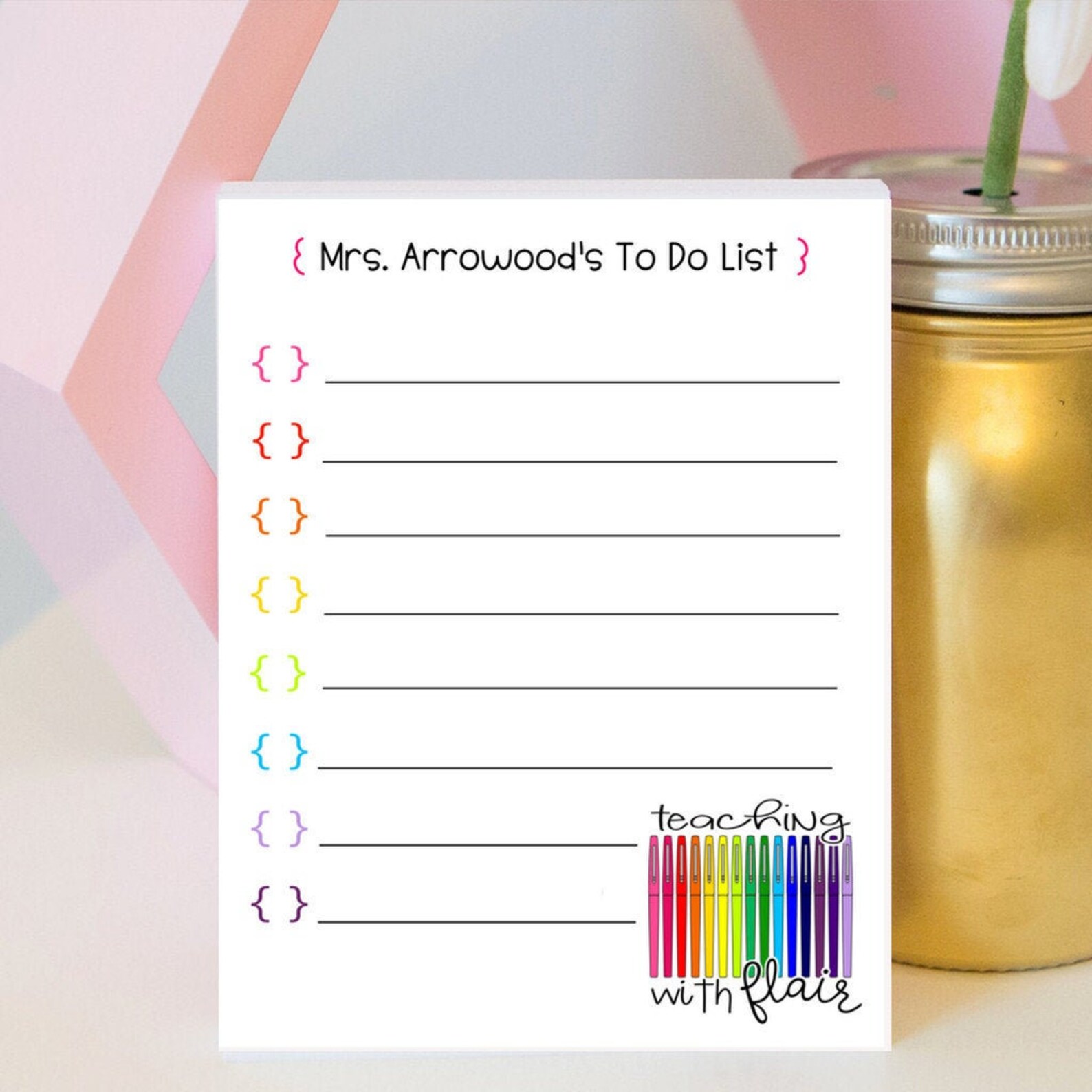 Teacher to Do List - Teaching With Flair - Personalized Teacher Notepad ...