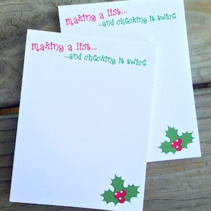 Christmas Notepad - Mistletoe Notes - Making a List and Checking it Twice - Holiday Gift - Holiday Notepad