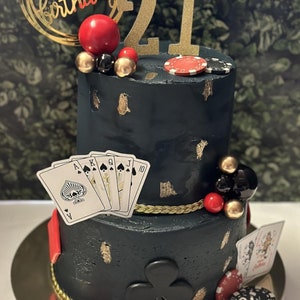 Adorno para tarta inspirado en el póquer, adorno para tarta inspirado en el casino, fiesta de póquer, fiesta de casino, adorno para tarta para hombres, adorno para tarta de soltero, despedida de soltero,