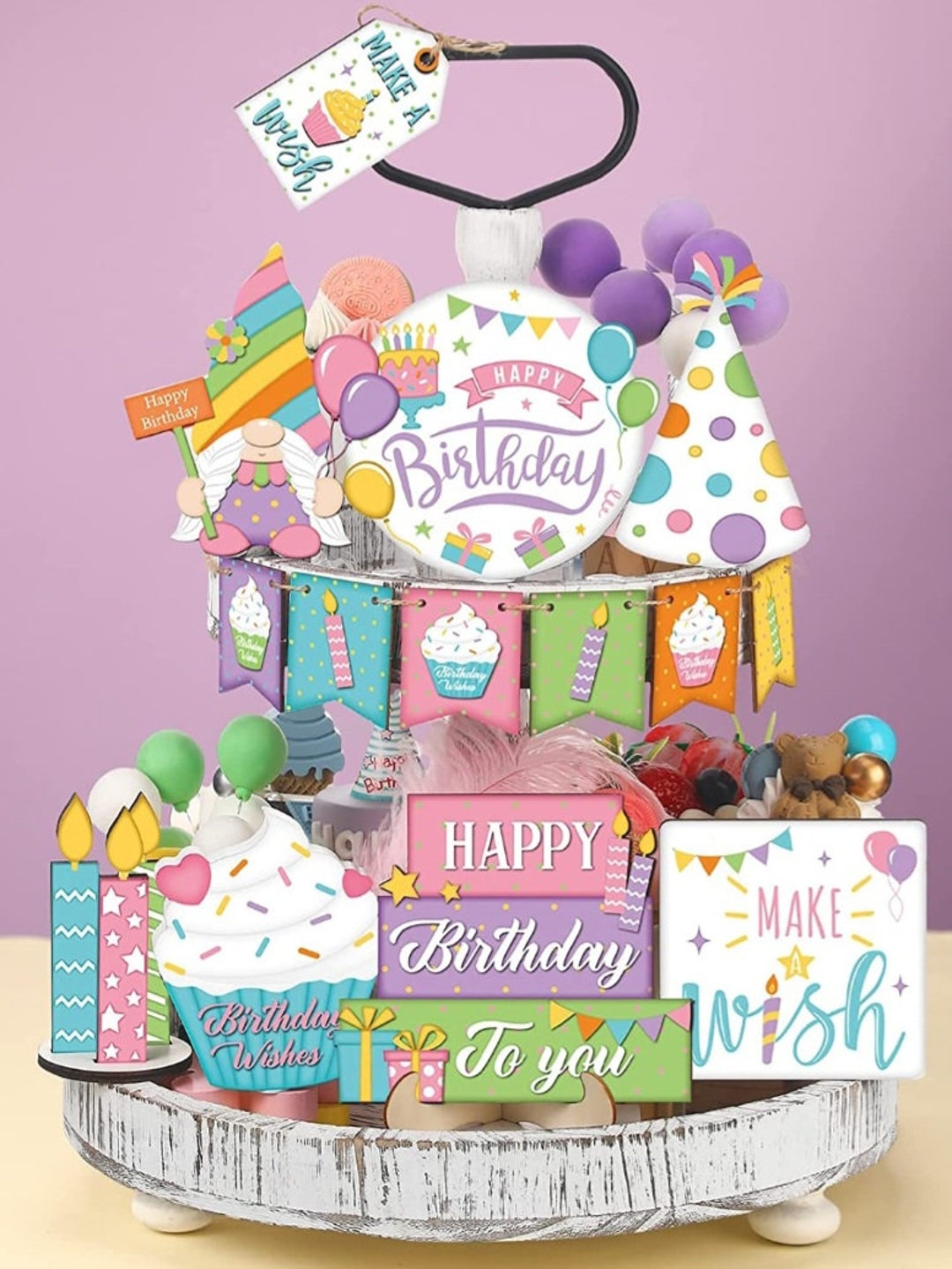 Tiered Tray Decor Set Birthday Tiered Tray Birthday Decor Etsy