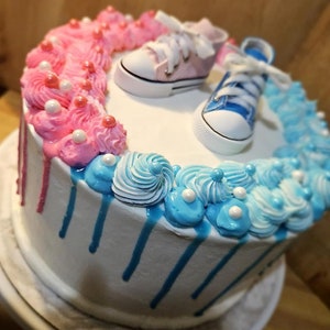 Gender Reveal Cake Topper: Resin Converse Shoes, Baby Shower Party