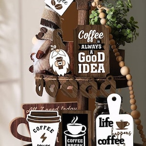 8 Pieces Coffee Tiered Tray Decor Coffee Bar Accessories Table Centerp –  Mochalino