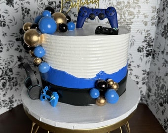 Gamer Cake Topper Set, Clay Controller, Birthday Party Decor