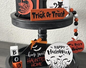 Halloween Tier Tray Decor, Spooky Tier Tray, Ghost Decor, Fall Decor, Pumpkin Tier Tray, Tier Tray Decor, Halloween Decor, Tiered Tray Decor