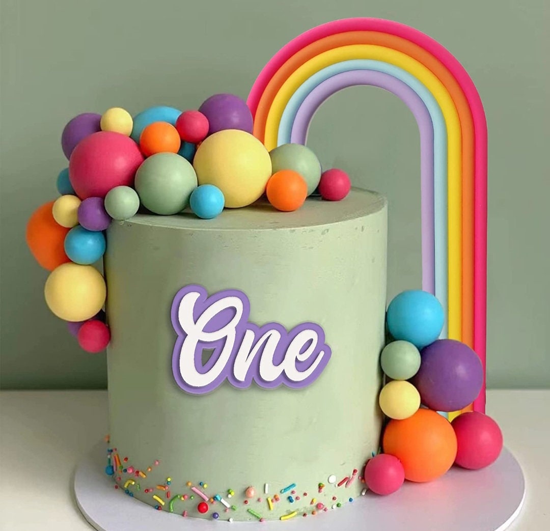 Rainbow Cake Toppers, Rainbow Party Decor, Girls Cake Topper, Baby