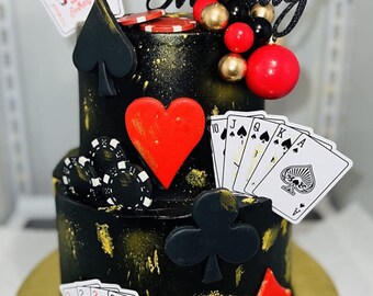 Poker Inspired Cake Topper, Casino Inspired Cake Topper, Poker Party, Casino Party, Men's Cake Topper, Bachelor Cake Topper, Bachelor Party