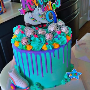 Skate Cake Party, Skate Cake Topper, 80&#39;s Cake Topper, 90&#39;s Cake Topper, 80&#39;s Party, 90&#39;s Party, Skate Birthday, Retro Cake Party,Disco Cake