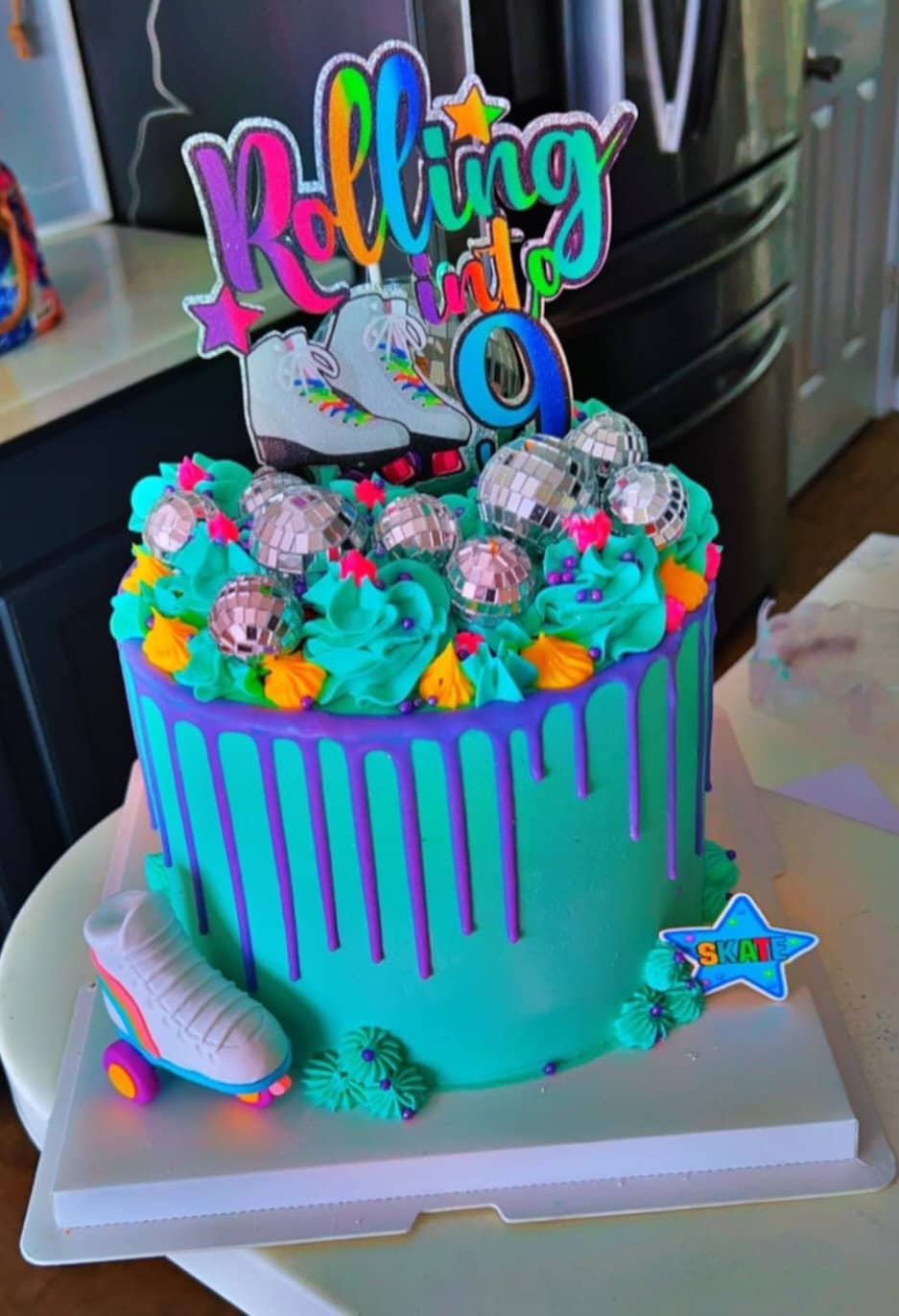 Skate Party Cake Topper: Disco Ball, Radio & Roller Skate Decorations