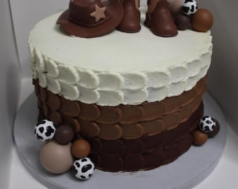 Cowboy Cake Topper – Glitzernder Kuchenaufsatz Für Western-Partys, Mit 'A Little Cowboy Is On The Way'