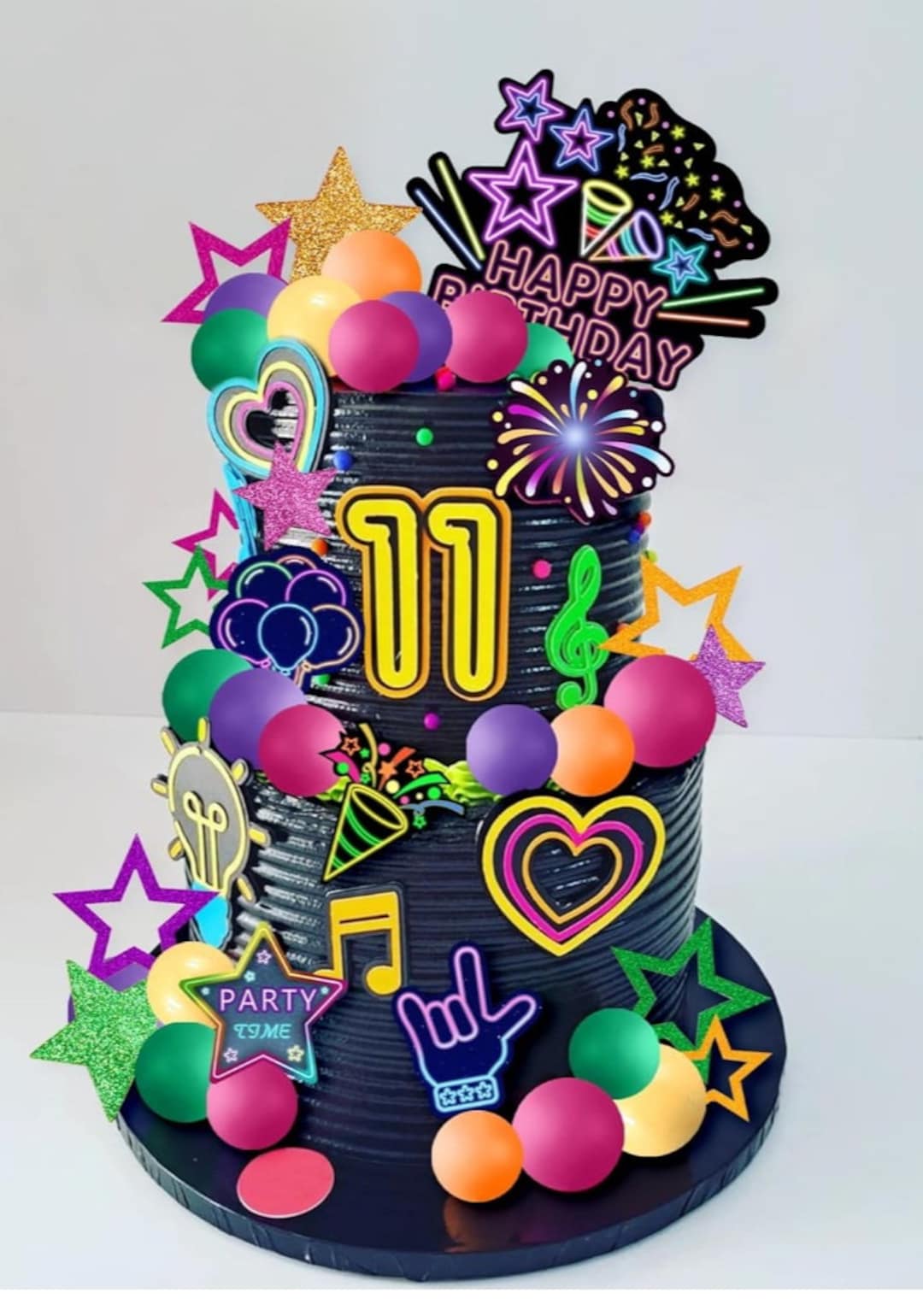 Glow in the Dark Party, Neon Party, Neon Cake Topper, Glow Party Cake ...