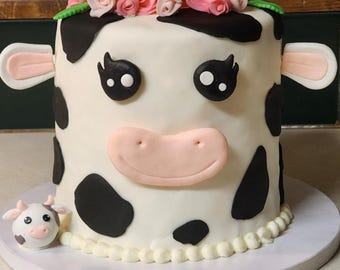 Set di decorazioni per torta a forma di mucca: decorazioni a tema fattoria per compleanni e baby shower. - Italia