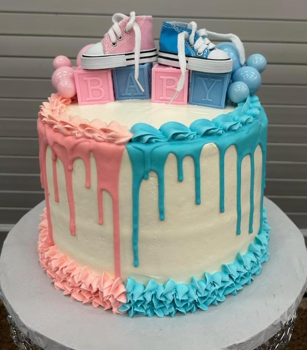 BETESSIN 2pz Topper Torta Boy or Girl Cake Topper Boy or Girl in Acrilico Decorazioni Torta per Baby Shower Battesimo Festa di Nascita Gender-Reveal Oro Dorato