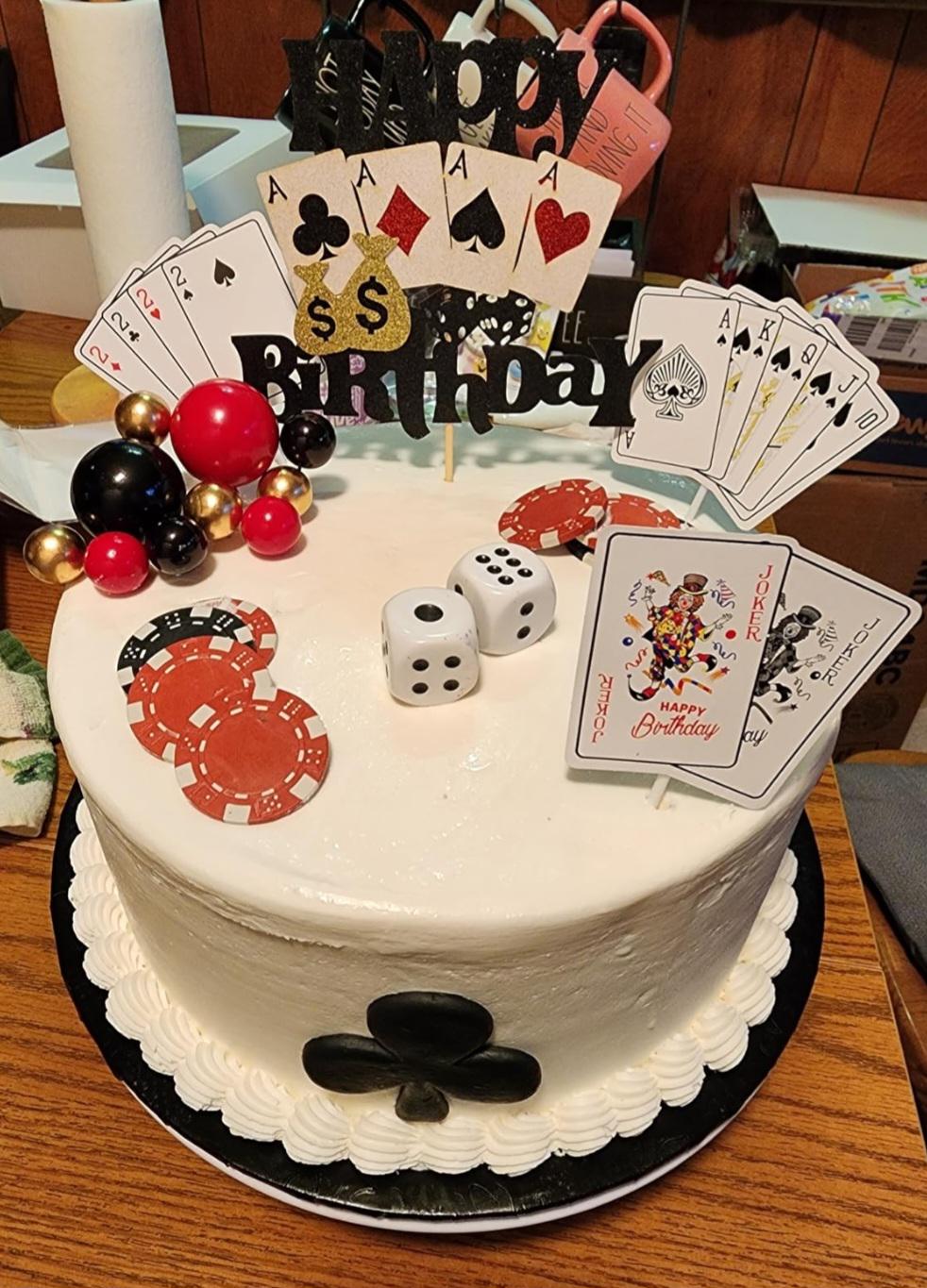 Decorazioni Per Torta A Tema Casinò E Poker - Set Di 1 Topper In Carta Colorata - 15x12,7 Cm