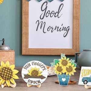 Sunflower Tiered Tray Decor Summer Sunshine Tiered Tray Decor Wood ...