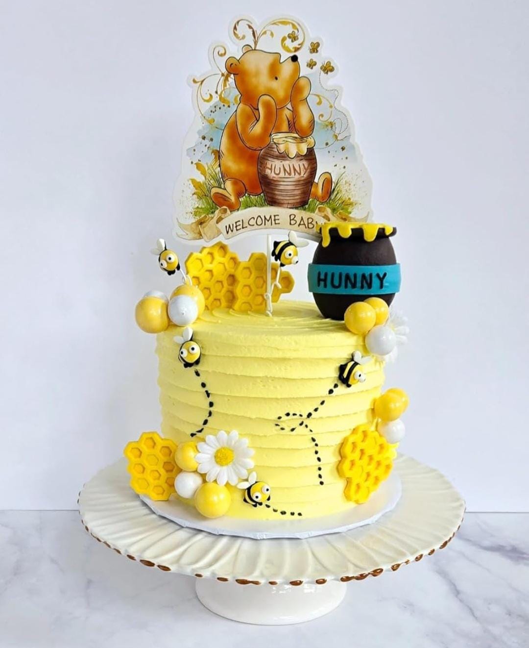 Set honingbijtaarttoppers: kleihoningraat, bijen, madeliefjes - Etsy België, image size:1080x1322