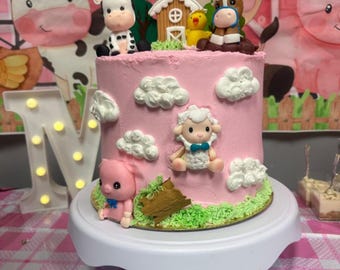 Farm Animal Cake Topper: Polymer Clay Barnyard Birthday Decor