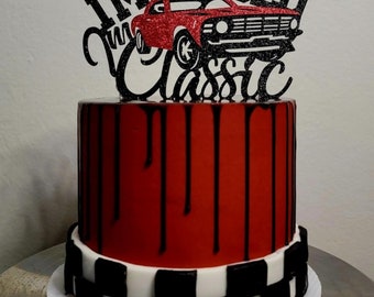 I&#39;m Not Old I&#39;m Classic Cake Topper, Vintage Car Birthday Cake Decor, 40th 50th 60th 70th 80th 90th 100th Birthday Party Decorations
