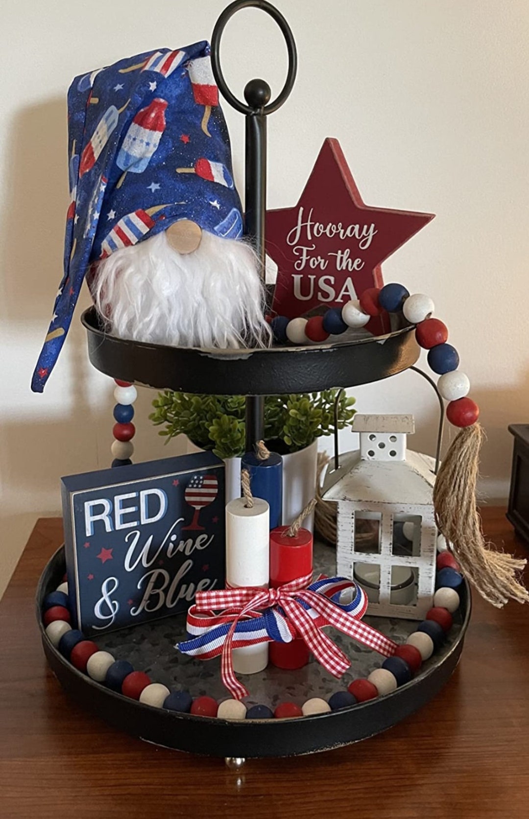 Wooden Fireworks, Fourth July Decor, Tiered Tray Decor, Fourth July ...