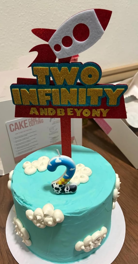 Two Infinity & Beyond Banner Space Themed 2nd Birthday Decorations You've Got a Friend in Me Banner Purple Glitter