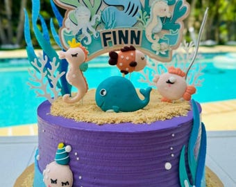 Under the Sea Cake Topper: Soft Clay Ocean Animals