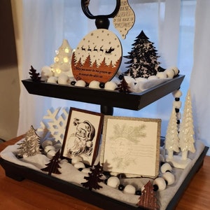 Christmas Tiered Tray, Farmhouse Christmas, Christmas Signs, Christmas Tabletop Decor, Christmas Tiered Tray Decor Set, Tiered Tray Decor
