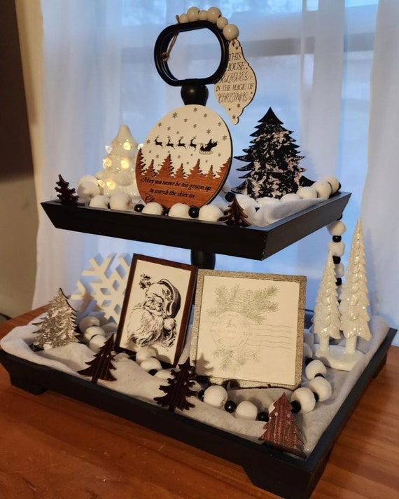 Centrotavola Natalizio LEDalbero Di Natale Legno,Natale Decorazioni Casa Casette Natalizie Luminose,Decorazioni Tavola Natale Babbo Natale Da Interno,Renna Natalizia Paesaggio Natalizio In Movimento