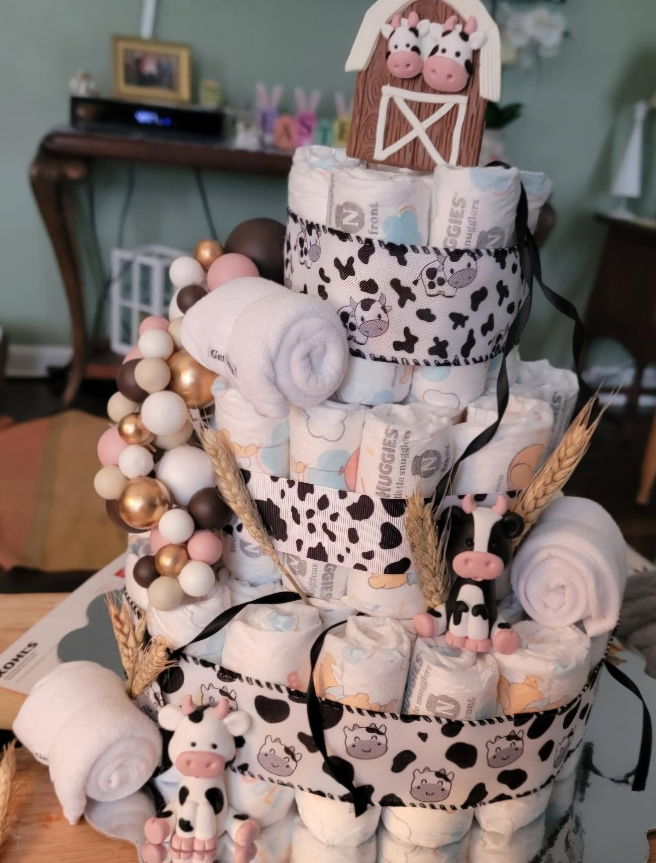 Decorazione torta di mucca blu Topper per torta di maiale Decorazione torta di animali da fattoria per decorazioni per feste di compleanno per baby shower di animali da fattoria  15