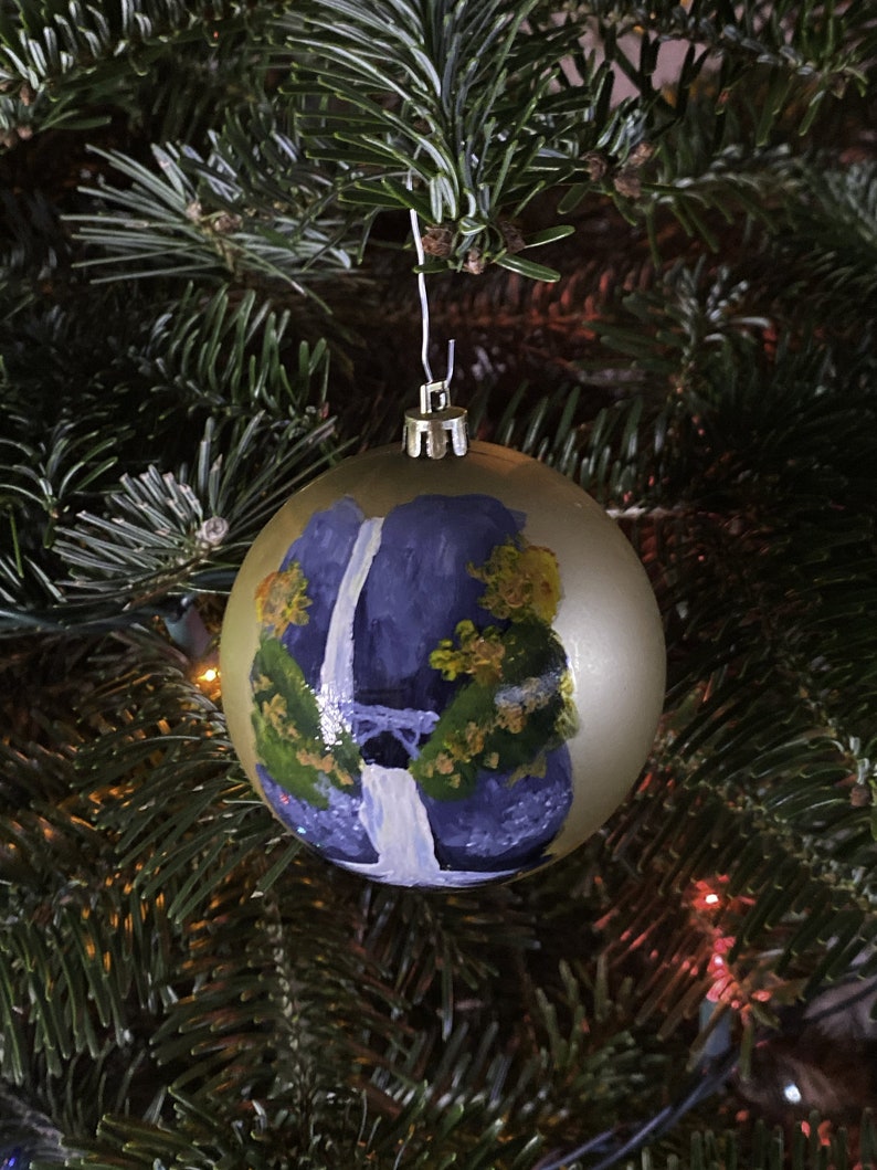Oregon Waterfalls Hand Painted Shatterproof Christmas Ornaments