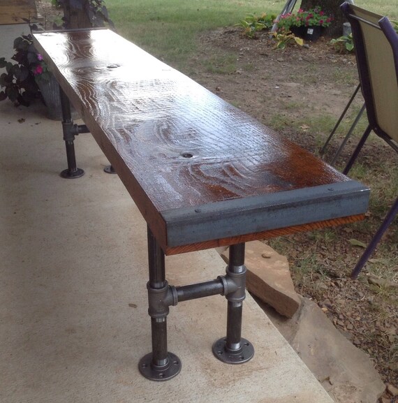 Bench Industrial Pipe Legs Solid Urban Loft Reclaimed Wood Saw Etsy