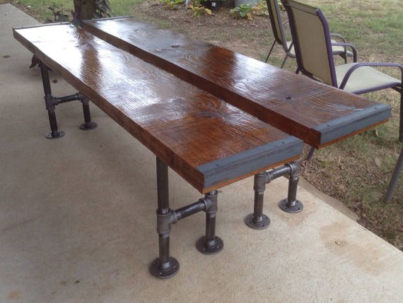 Set Of 2 Benches Industrial Pipe Legs Solid Urban Loft Etsy